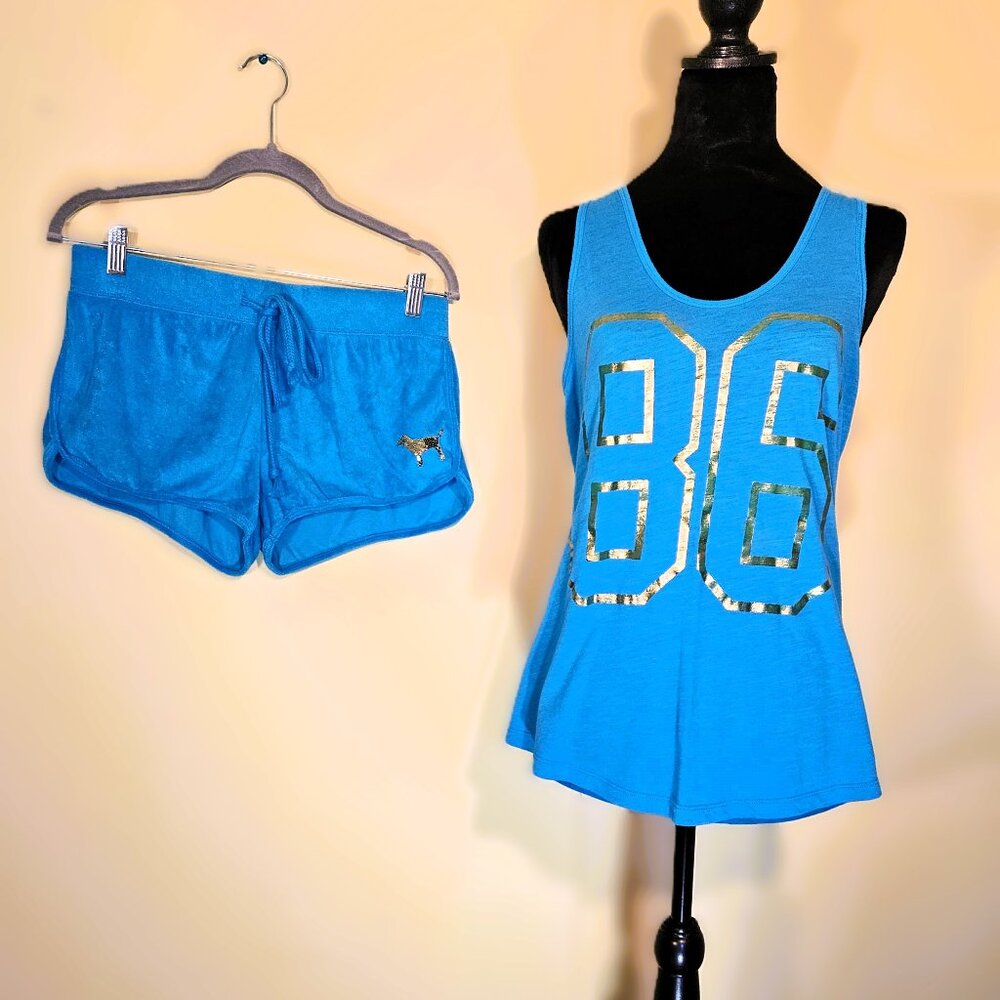 VS PINK Vintage Bling 3 pc Set- Shorts, Tank, Hoodie RARE!